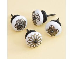 Keramische Meubelknop 40 mm Porselein wit voor Kasten en Laden Shabby Chic Country House Stijl
