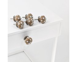 Keramische Meubelknoppen - Kast en Lade - Meubels Vernieuwen - Set van 6 stuks - 6.5 x 4 cm