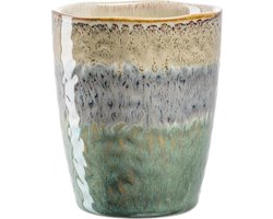 Keramische Mok - Aardewerk Beker Cappuccino Kopje - Warme Dranken Serveren - Handwerk Kleurverloop - 300 ml - Beige Antraciet Groen