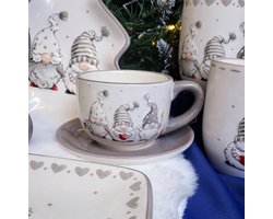 Keramische Mok met Schotel - Grijze Kerstman