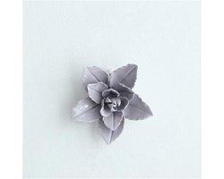 Keramische Muurdecoratie - Bloem Sculptuur - Muur Verfraaien - Handgemaakt Keramiek - 7 cm - Paars