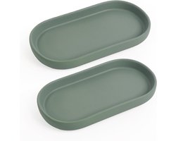 Keramische Organizer Set - Badkamer Laden - Aanrecht Opruimen - Twee Delige Set - 18.5x8x2.4cm - Groen