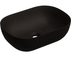 Keramische ovale opbouw waskom Oval mini 46x33cm zwart