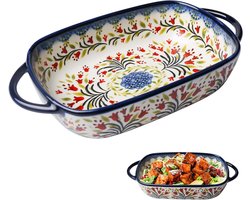 Keramische Ovenschaal Rectangular met Handvat voor Lasagne, Tiramisu en Casseroles, 23.5 x 13 x 5 cm, Ideaal voor 1 Persoon en Vintage Keukenaccessoires