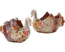Keramische Plantenbak - Bloempot Gans - Kleine Planten Potten - Steengoed Porselein - 127 cm - Wit