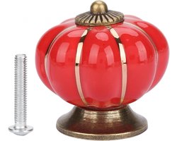 Keramische Pompoen Kast Knoppen - Europese Stijl Handgrepen - Designer Handvat Pull voor Kamerkasten - Handgeschilderde Ladekasten - 8 Kleuren (Rood)