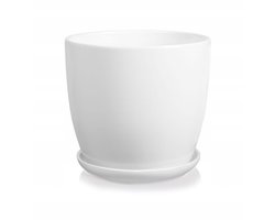 Keramische Pot met Schotel Wit 17.5 cm