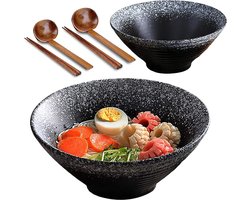 Keramische ramen kom set - Japanse raam-noedelsoepkom 1080 ml met lepel en eetstokjes - mueslikom 2035 cm/8 inch