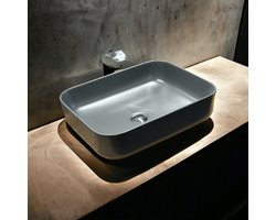 Keramische rechthoek opbouw waskom mat grijs 50cm