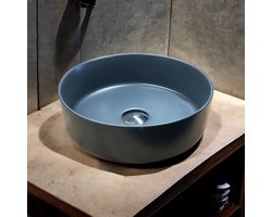 Keramische ronde opbouw waskom mat grijs 36cm