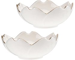 Keramische sauskommen set van 2, witte porseleinen dipschalen in bloemvorm, ideaal voor barbecue-avonden en feestelijke maaltijden, 7 cm