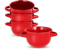 Keramische Soepkommen met Handvatten - Ovenbestendige Uiensoep Schalen (Set van 4)