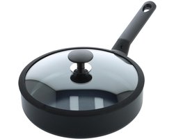Keramische stoofpan met glazen deksel, Ø 24 cm / 2,7 l, PFAS-vrij, geschikt voor inductie, ovenvast tot 160 °C, vaatwasmachinebestendig, snel verwarmbaar, koele handgrepen