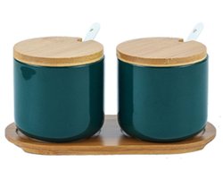 Keramische suikerpot met deksel - veelzijdig - groen - 250 ml