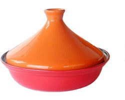 Keramische Tajine - Stoofpot Dekselpan - Slowcooking Gerechten - Natuurlijk Lithiumspodumeen - Voor 2-4 Personen - Oranje