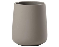 Keramische tandenborstelbeker met soft touch coating - Taupe - 8 cm diameter
