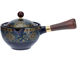 Keramische Theepot Japanse Kyusu Theepot Met Houten Handvat Theezeef Eenhandig Theepot Retro Theeketel Theekoker Waterketel Waterkoker Voor Losse Thee Keuken Thuis Restaurant - HOUT — voor dagelijks gebruik