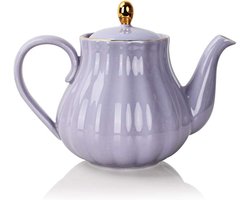 Keramische Theepot - Theekan met Infuser - Thee Zetten - Koninklijk Brits Ontwerp - 800 ml - Paars