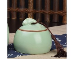 Keramische theepot - Voorraadpot deksel - Thee bewaren - Vintage Chinese stijl - 1 stuk - Multicolor