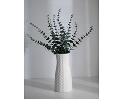 Keramische Vaas 22cm voor Bloemen - Wit Decoratief Pampagras voor Woonkamer, Keuken, Slaapkamer & Badkamer - Modern Middelpunt op Plank of Salontafel