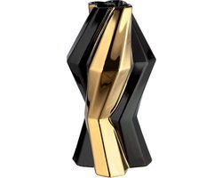 Keramische Vaas Canto – Zwart & Goud – 25 cm – Luxe Moderne Woondecoratie