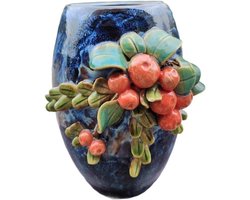 Keramische Vaas - Decoratie Vaas - Bloemen Schikken - Handgemaakt Reliëf - 15x13x20cm - Wit