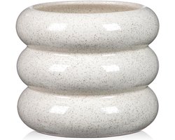 Keramische Vaas - Decoratieve Pot - Bloemen Schikken - Uniek Bubbelontwerp - 13 x 15 cm - Beige
