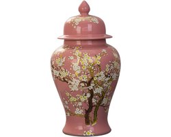 Keramische Vaas - Decoratieve Pot - Huis Decoratie - Handgeschilderd Porselein - Groot Formaat - Roze