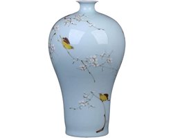 Keramische Vaas - Handbeschilderd Ornament - Woonkamer Decoratie - Uniek Ontwerp - 37.5 cm Hoog - Multicolor