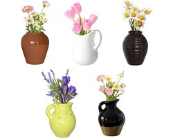 Keramische Vaas Magneten - Mini Planten - Decoratie Keuken - Levendige Kleuren - 5 Stuks - Multicolor