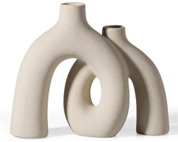 Keramische Vaas Mat Crème Minimalistisch Design voor Interieur - Vaas voor Pampasgras en Droogbloemen Scandinavische Decoratie - Keramiek Vaas Moderne Woondecoratie voor Woonkamer en Tafel