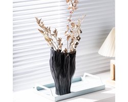 Keramische Vaas - Modern Design - Decoratie voor Woonkamer - Wellenschwarz - Klein formaat