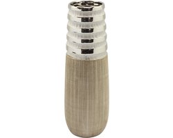 Keramische Vaas Newtown – Zilver & Houtlook – 31 cm Hoog – Modern Design