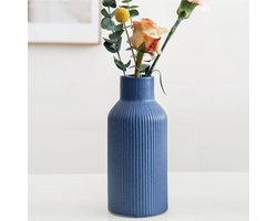 Keramische vaas voor pampasgras, kleine decoratievaas voor eettafel, boekenkast, schoorsteenmantel, moderne Boheemse stijl, blauw
