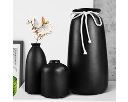 Keramische vazen, set van 3, hoogte 25 + 15 + 10 cm, bloemenvazen voor pampasgras, moderne woningdecoratie, grote moderne vazen voor bloemen, tafel, boekenplank, schouw, woonkamer, slaapkamer, kantoor, bruiloft.