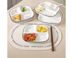 Keramische verdeelde borden voor volwassenen - portiecontrole - dinerborden met compartiment voor desserts, salade, biefstuk.
