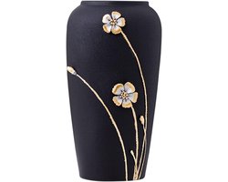 Keramische Vloer Vaas - Grote Vaas Porselein - Bloemstukken Maken - Corrosiebestendig Duurzaam - 30 x 16.7 CM - Zwart
