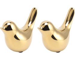 Keramische Vogel Set - Decoratief Ornament - Woonkamer Decoratie - Scandinavische Stijl - 11x5x8cm - Gegalvaniseerd Goud