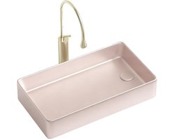Keramische Waskom - Opzetwastafel Badkamer - Badkamer Verbouwen - Roze Geborstelde Afwerking - 48 cm - Roze