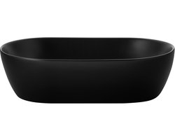 Keramische waskom ovaal mat zwart 30x50x14 cm - Sparrow opbouwmodel