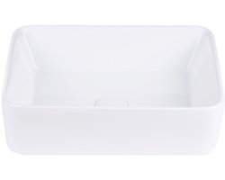 Keramische waskom rechthoek wit 36x47x13 cm opbouw Aura