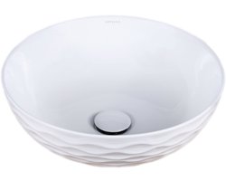 Keramische waskom rond wit 42x42x14 cm opbouw Arya