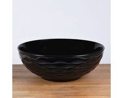 Keramische waskom rond zwart 42x42x14,5 cm opbouw Arya