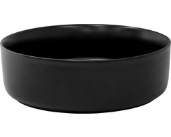 Keramische wastafel incl. afvoergarnituur zwart zonder overloop Ø 36x12 cm zwart LuxeBath