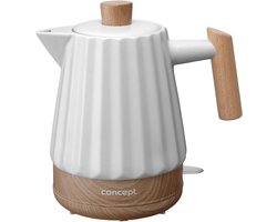 Keramische Waterkoker 1,5L Wit met Houten Details | Energiezuinig en Veilig
