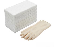 Keramische wol spons 30 x 10 x 1,3 cm - 6 stuks met rubberen handschoenen - verlengt brandtijd - ideaal voor vuurschaal - ShopVlot