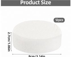 Keramische wol voor bio-ethanol - set van 12 - calcium-magnesium-silicaatvezel - 8,6 x 8,6 x 2,8 cm