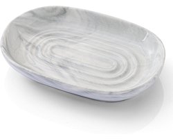 Keramische Zeepschaal - Zeephouder Decoratief - Badkamer Keuken - Unieke Marmer Textuur - 12.7 x 8.5 cm - Grijze Textuur
