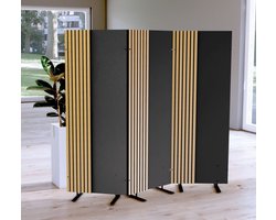 Kerkmann - Roomdivider Oxford - antraciet met eiken - geluiddempend kamerscherm