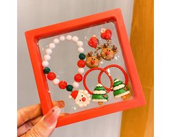 Kerst Armbandenset van 5 – inclusief Bewaardoos – Metaal en Kunststof – Feestelijke Kinderaccessoires